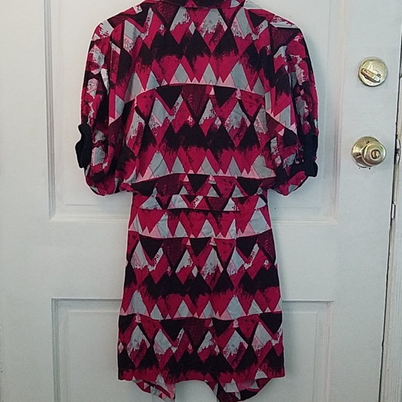Summer dress fusia and purple with cool pattern and unique hem line - Picture 5 of 5